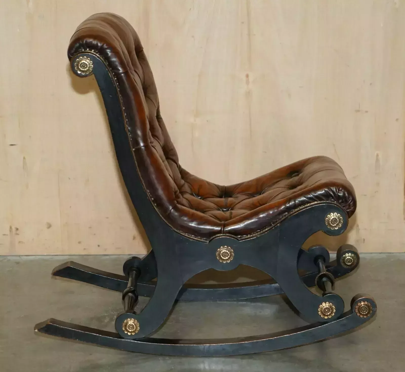 Furniture Fully Restored Antique Victorian Aesthetic Movement Chesterfield Rocking Chair photo