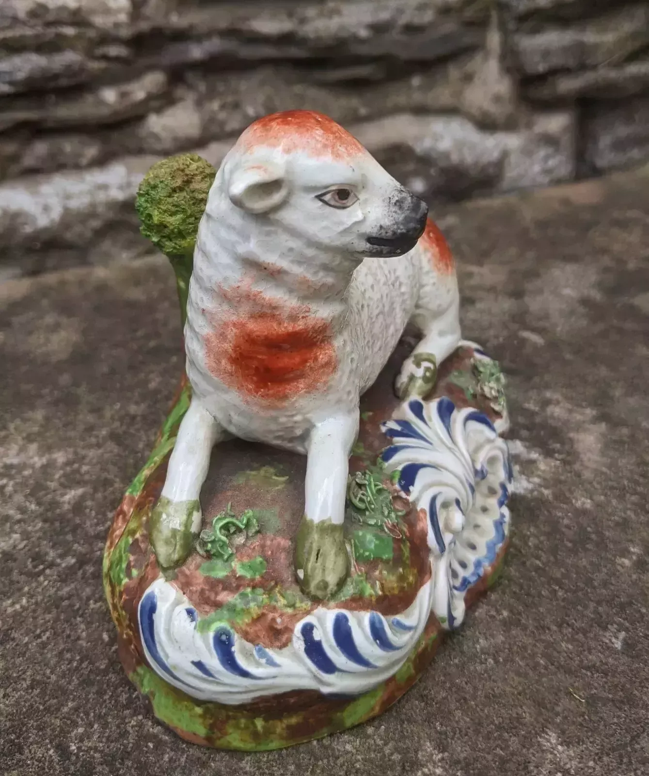 Antique Staffordshire Pottery Pearlware Sheep Figure photo for sale