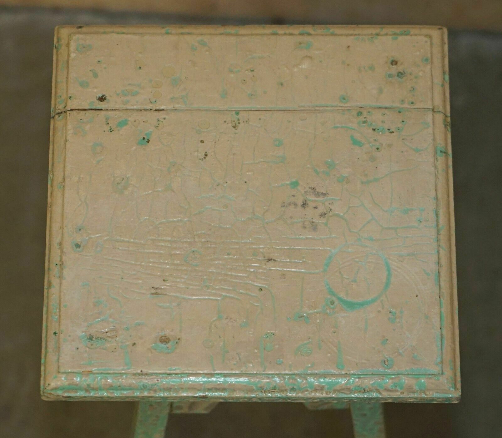 French Antique Painted 1920's Hand Jardiniere Table Or Plant Stand Pedestal photo vinterior