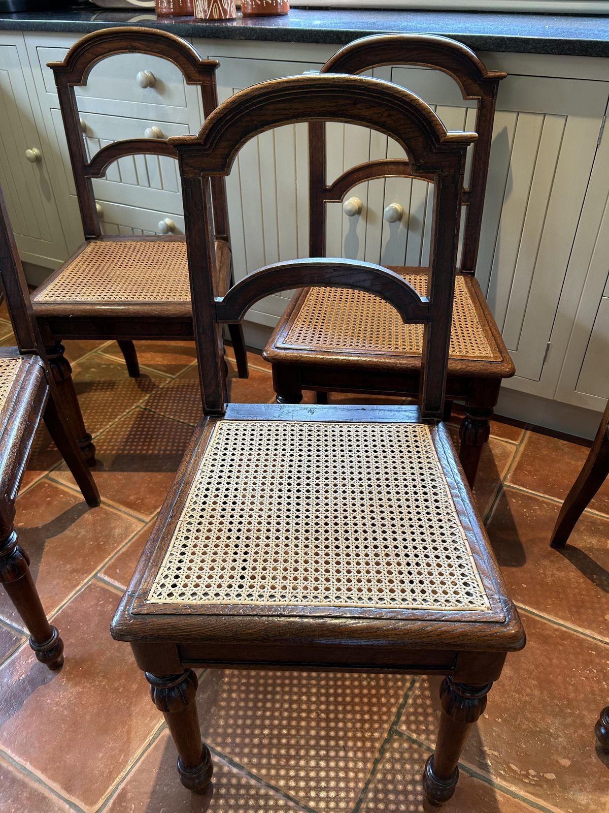6 French Napoleon III Cane Seated Chairs