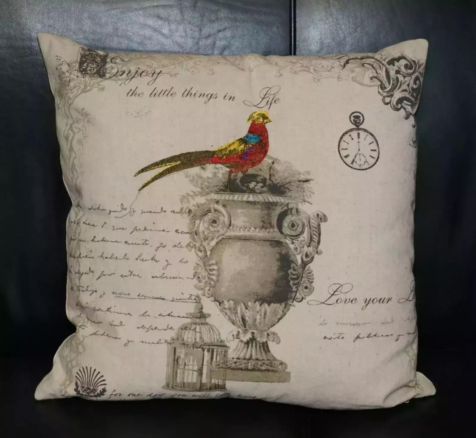 Pair Of Parrot On Grand Tour Vase Sofa Armchair Cushions Nice Upholstery photo furniture