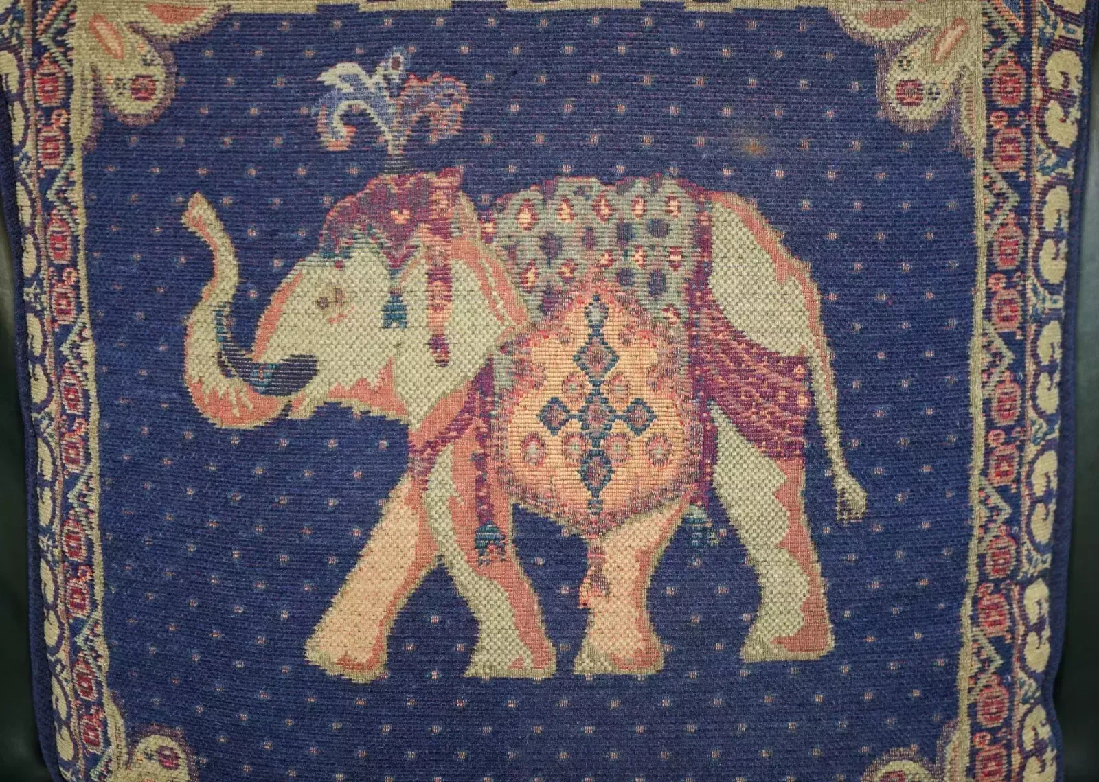 Suite Of Four Large 59cm Embroidered Elephant Sofa & Armchairs Cushions Pillows photo for sale