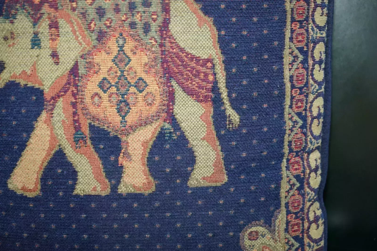 Suite Of Four Large 59cm Embroidered Elephant Sofa & Armchairs Cushions Pillows photo 350.0
