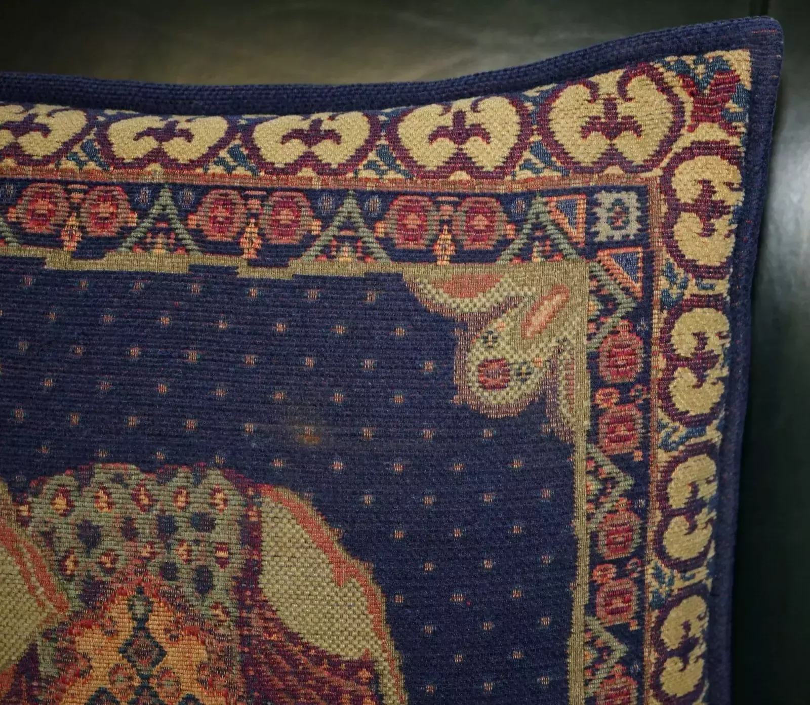 Suite Of Four Large 59cm Embroidered Elephant Sofa & Armchairs Cushions Pillows photo vinterior