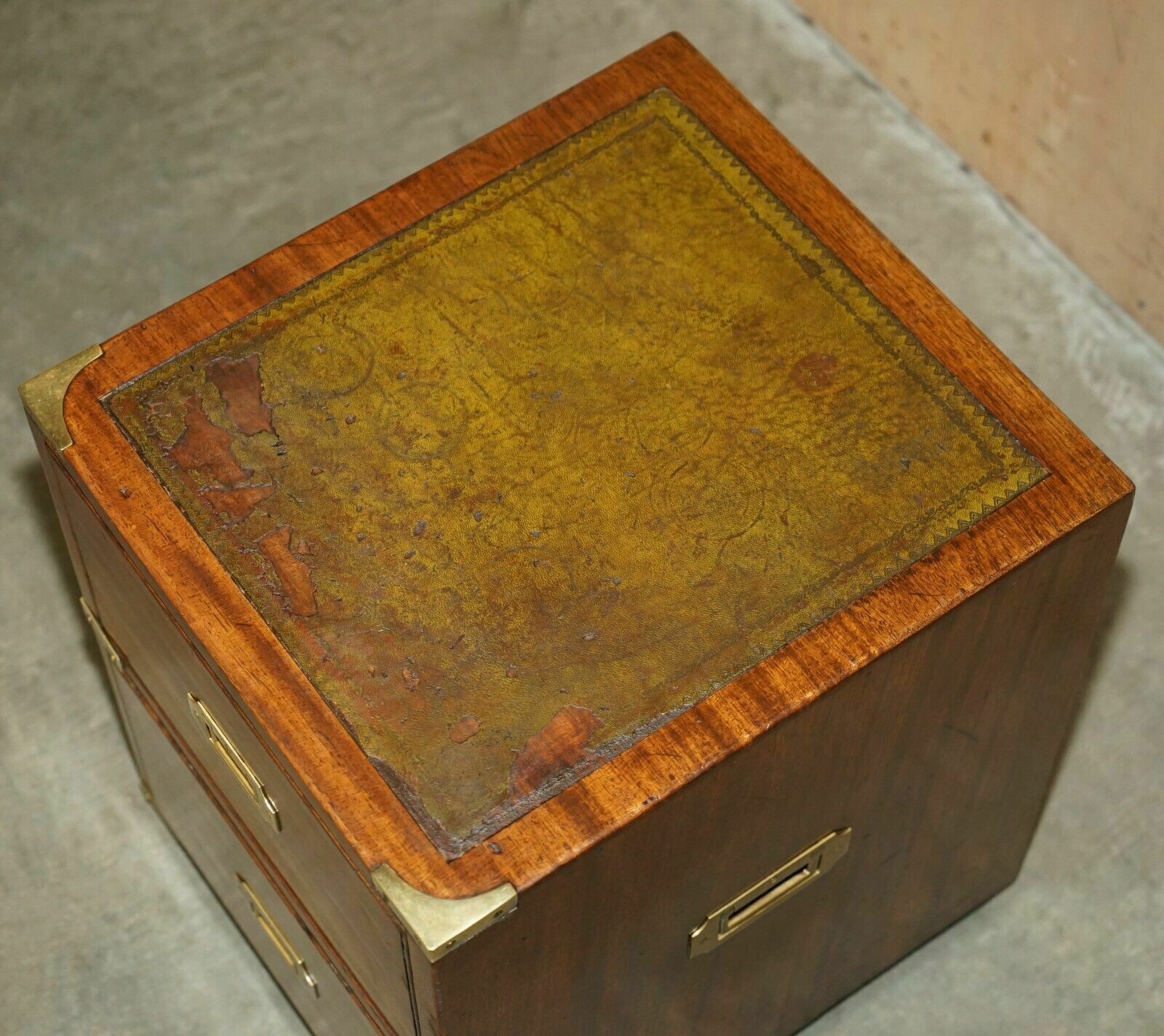 Vintage Miliary Campaign Side End Lamp Wine Bedside Table Chest With Drawers photo buy