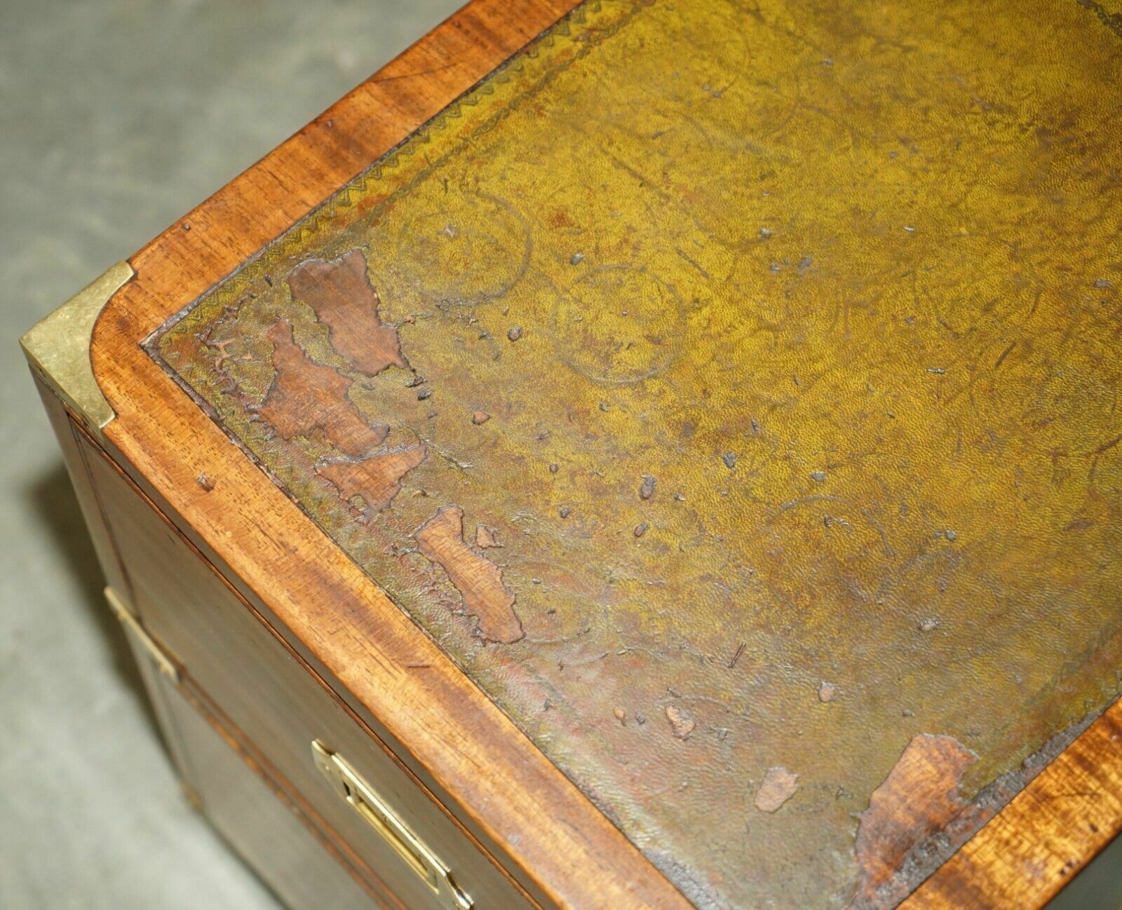 Vintage Miliary Campaign Side End Lamp Wine Bedside Table Chest With Drawers photo vintage
