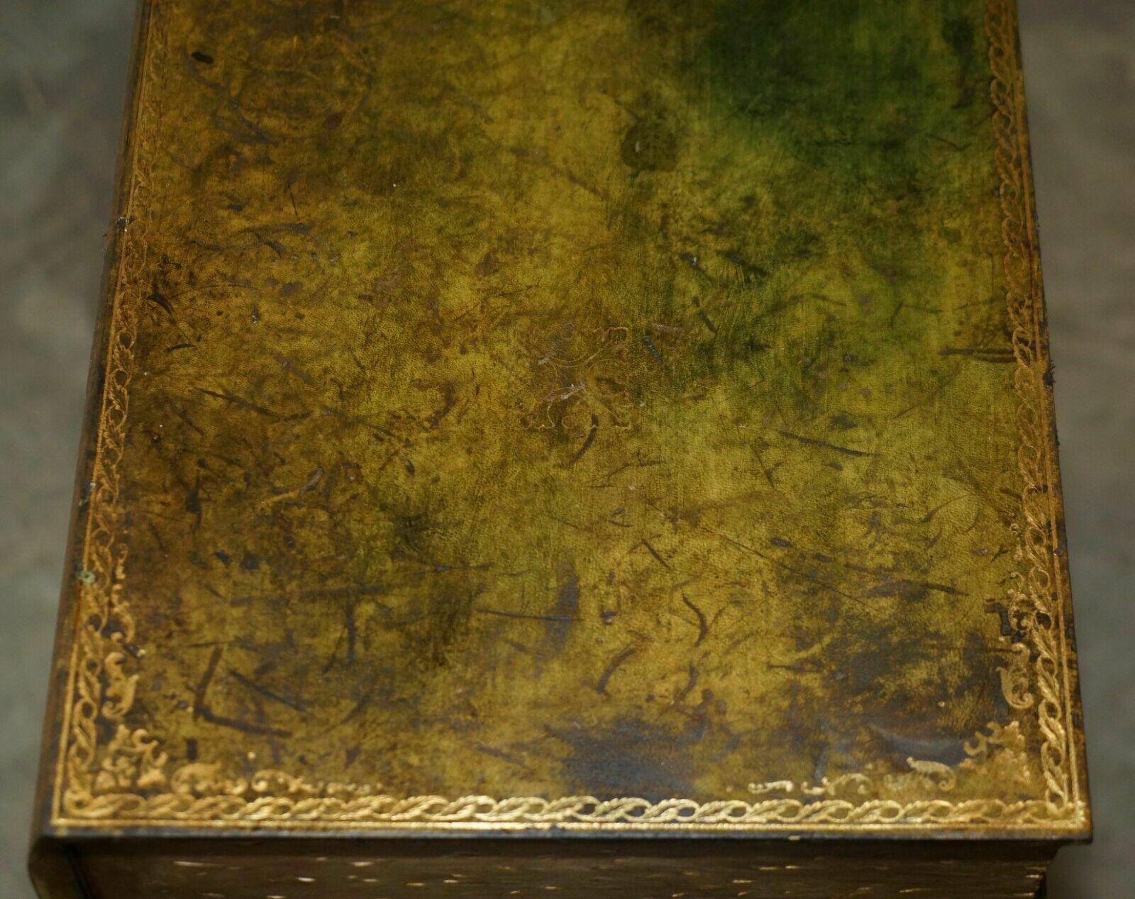 Nest Of Vintage Faux Book Tables In Original Antique Distressed Leather photo vintage