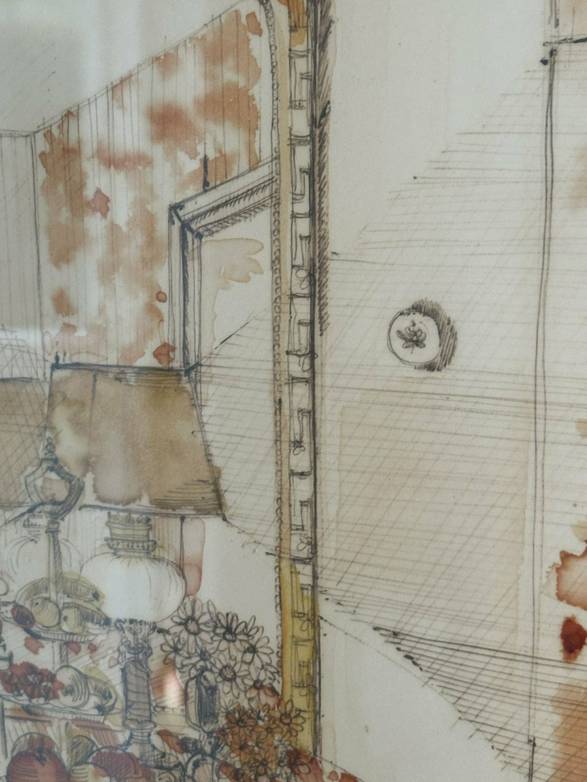 French Painting ‘Interior De La Maison’ Mid Century photo Art