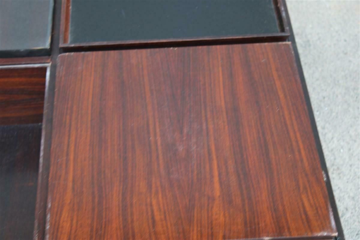 Low Square Wooden Table With Trays Luigi Sormani 1960 Italy Brass photo 2610.0