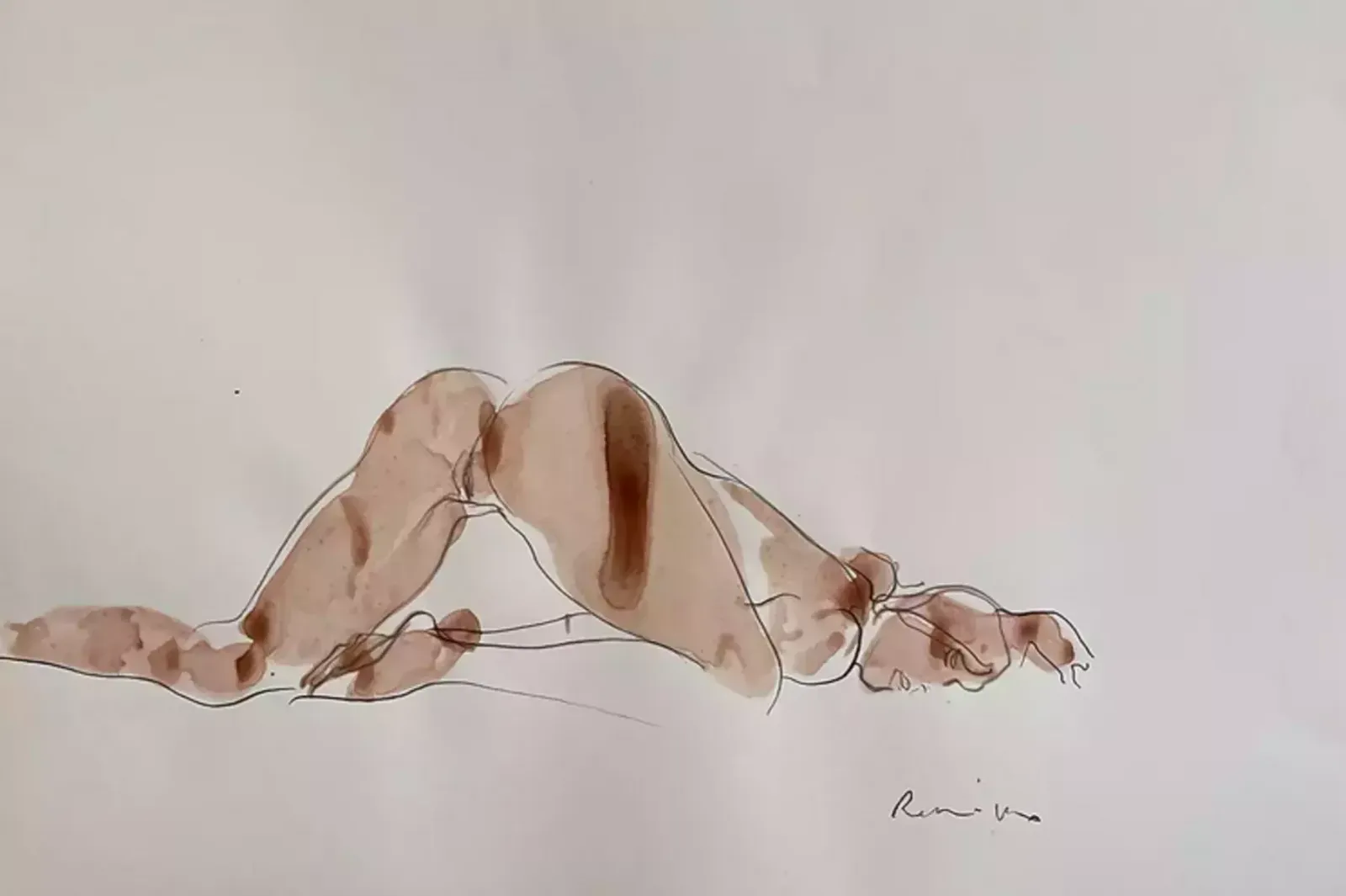 Serhiy Reznichenko, Watercolor Nude Sketch, 21st Century