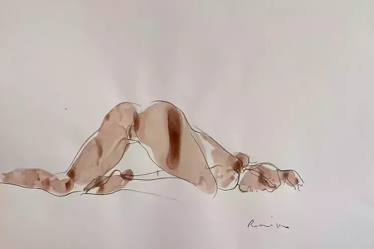 Serhiy Reznichenko, Watercolor Nude Sketch, 21st Century photo furniture