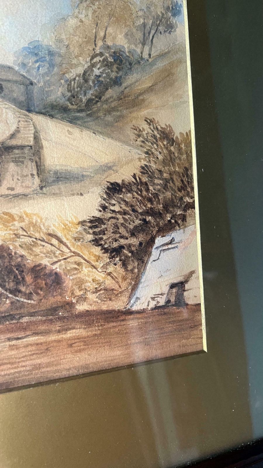 Antique 1864 Original Watercolour Painting By Miss Ellen Parker Depicting A Landscape Near Hull photo vinterior
