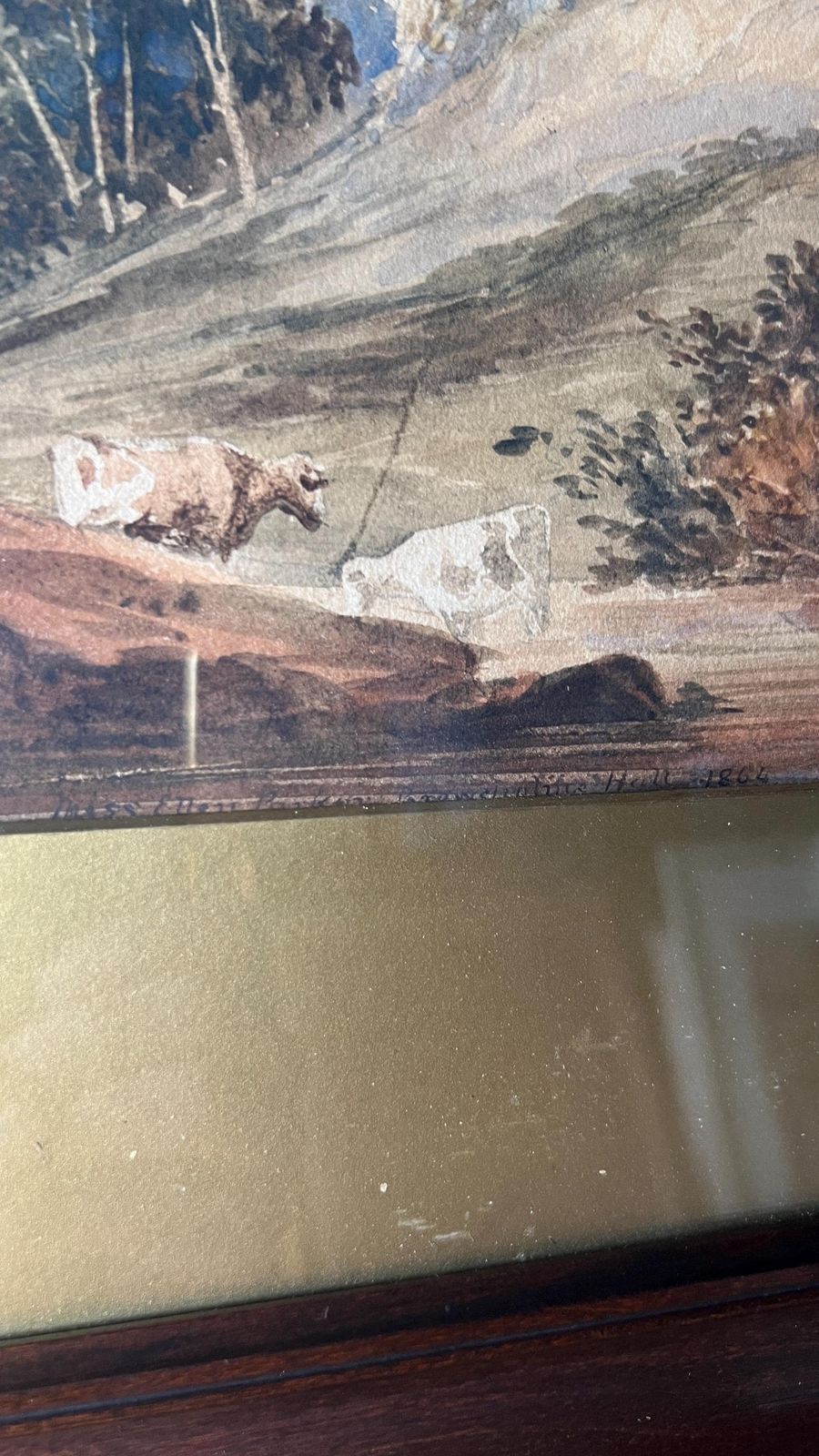 Antique 1864 Original Watercolour Painting By Miss Ellen Parker Depicting A Landscape Near Hull photo buy