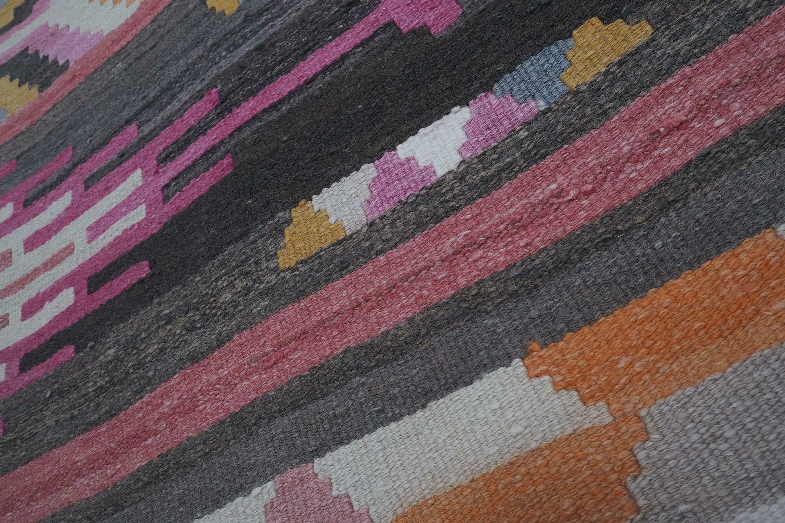 1970s Vintage Hand Loom Turkish Kilim Runner Rug 2'7'' X 8'12'' photo vintage