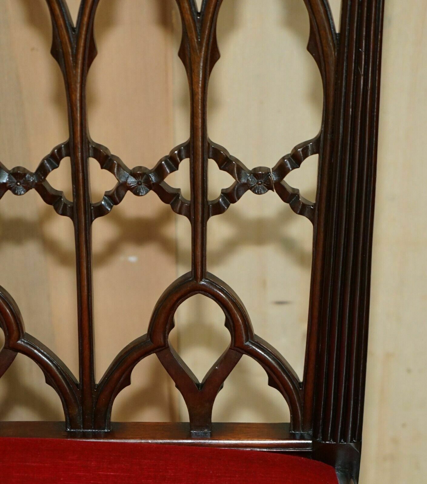 photo furniture Four Antique Circa 1900 English Thomas Chippendale Gothic Revival Dining Chairs