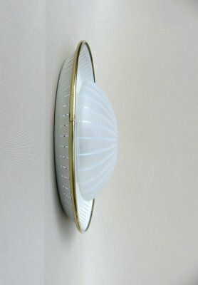 Mid Century Ceiling Or Wall Light In Satin Glass, Metal & Brass From Hillebrand, 1950s photo furniture
