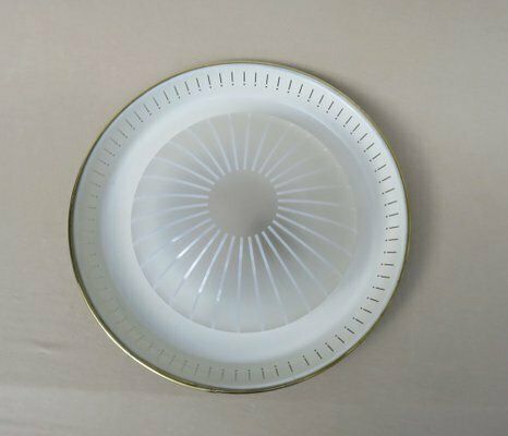 Mid Century Ceiling Or Wall Light In Satin Glass, Metal & Brass From Hillebrand, 1950s photo for sale