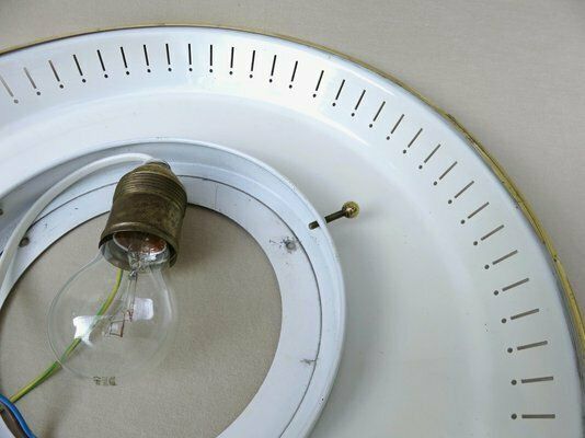 photo buy Mid Century Ceiling Or Wall Light In Satin Glass, Metal & Brass From Hillebrand, 1950s