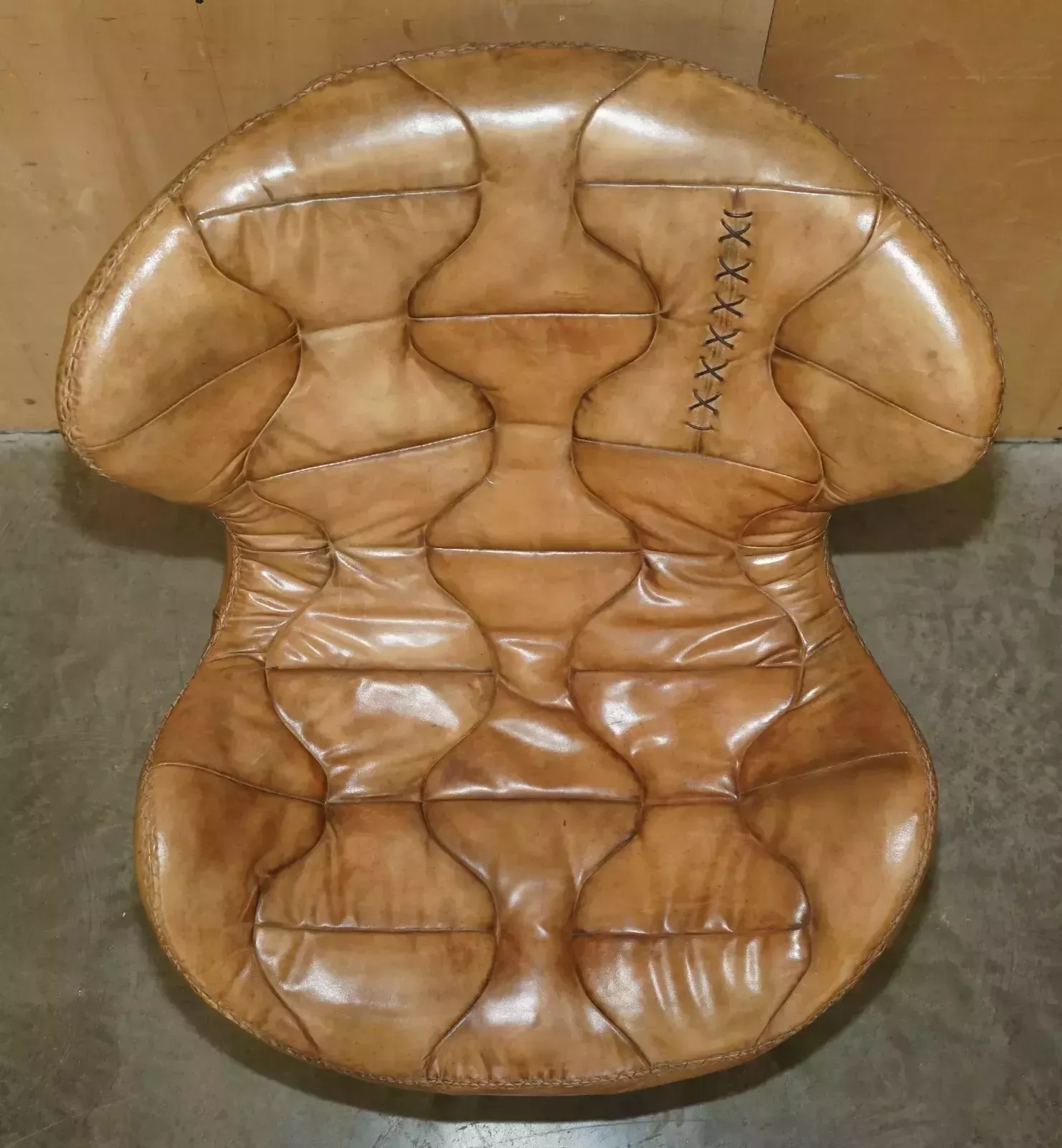 Pele Tribeca Brown Leather Armchair & Footstool By Marcon & Giulio Mantellassi photo vinterior