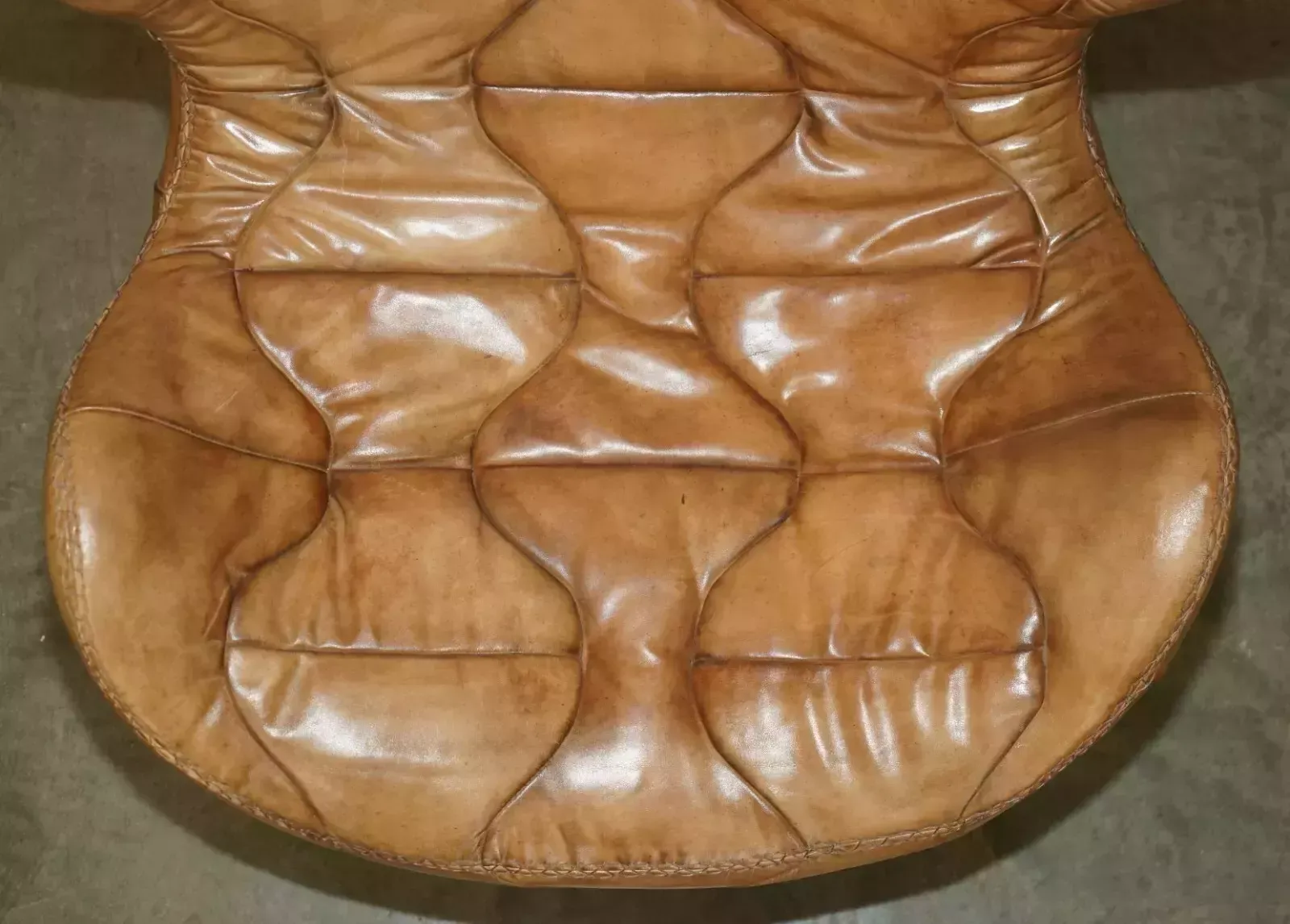 Pele Tribeca Brown Leather Armchair & Footstool By Marcon & Giulio Mantellassi photo buy