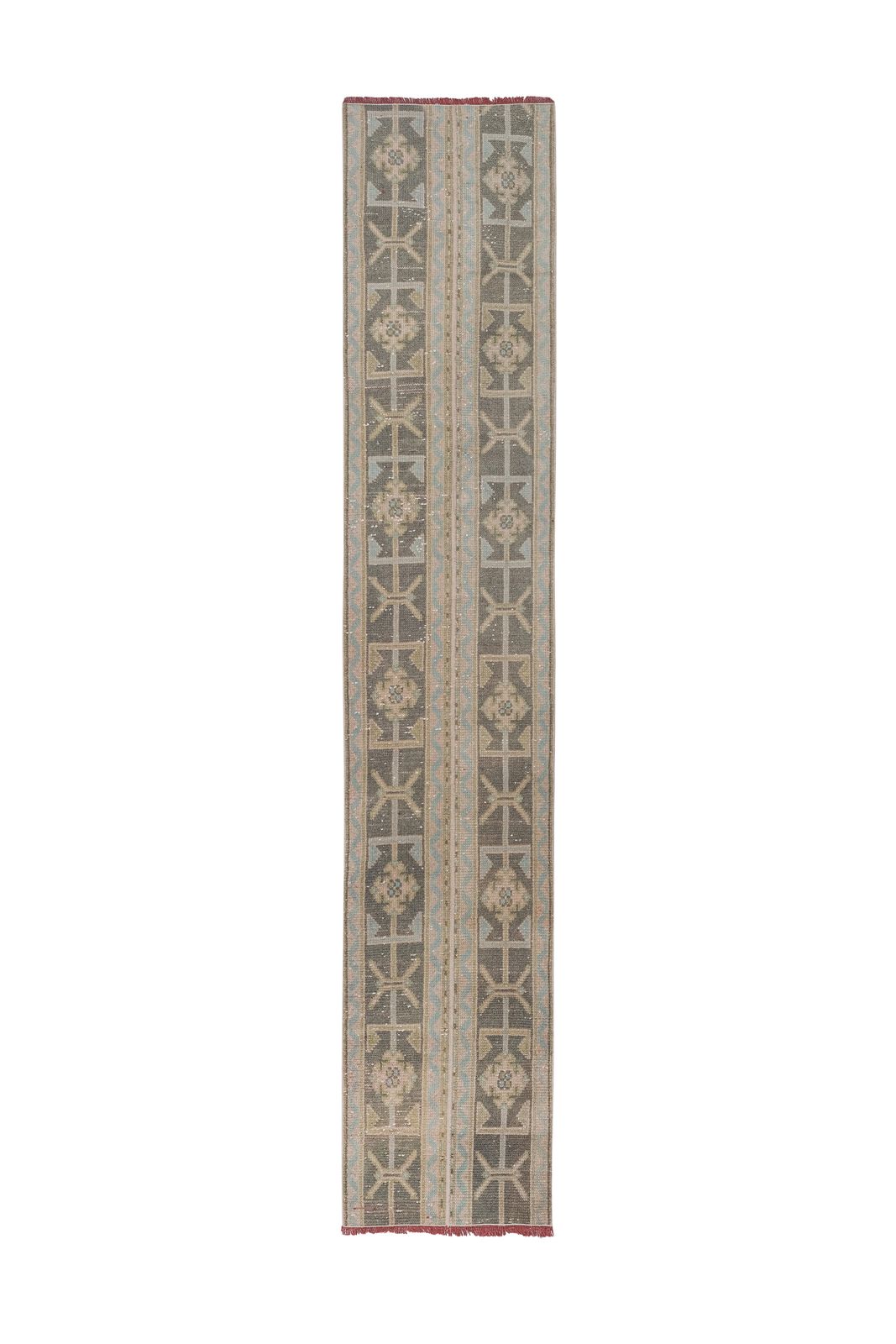 1970s Vintage Turkish Oushak Brown Wool Runner 1'9" X 8'6"