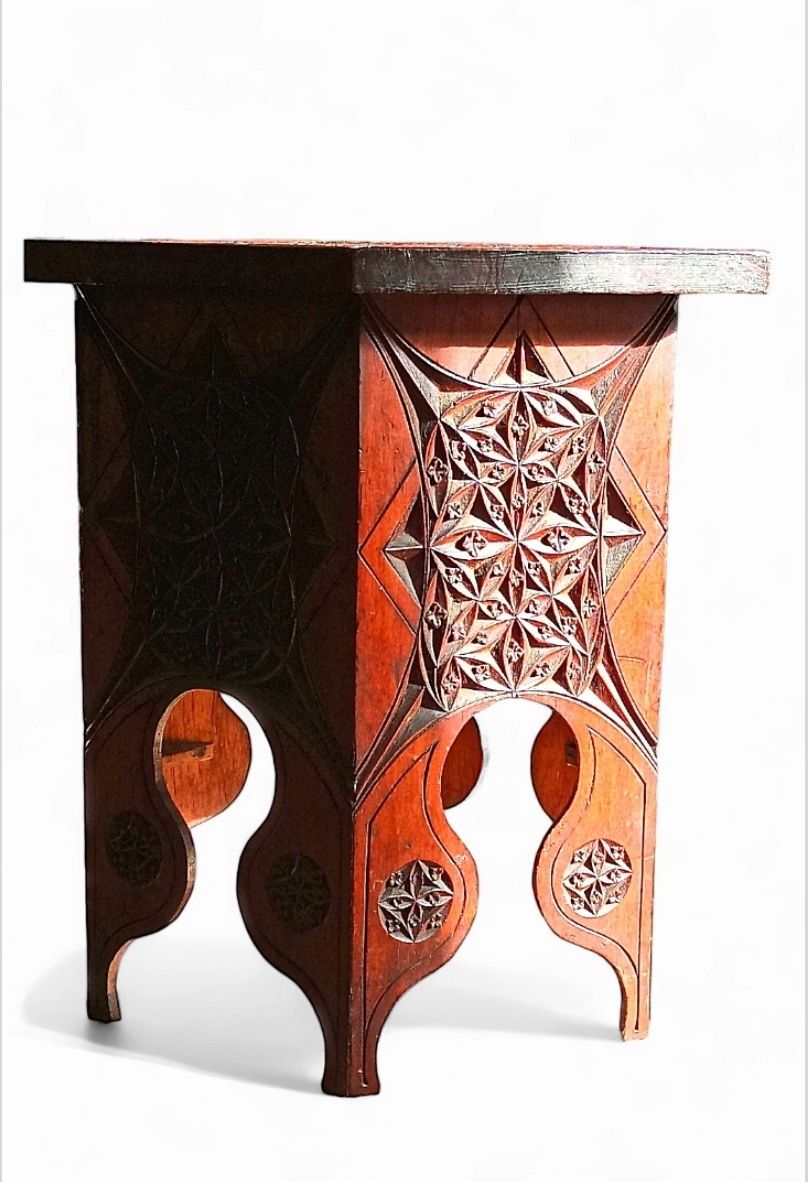 photo vintage A Moorish Mahogany Side Table By Liberty Of London