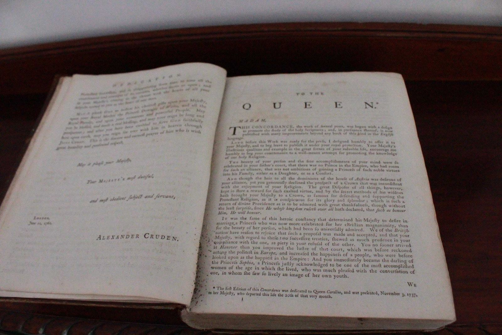Antique Concordance. Cruden's Concordance Fourth Edition 1785. photo vinterior