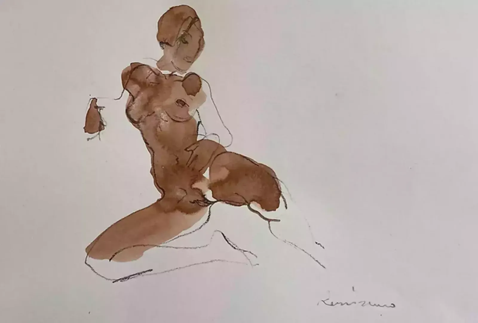 Serhiy Reznichenko, Watercolor Nude Sketch, 21st Century