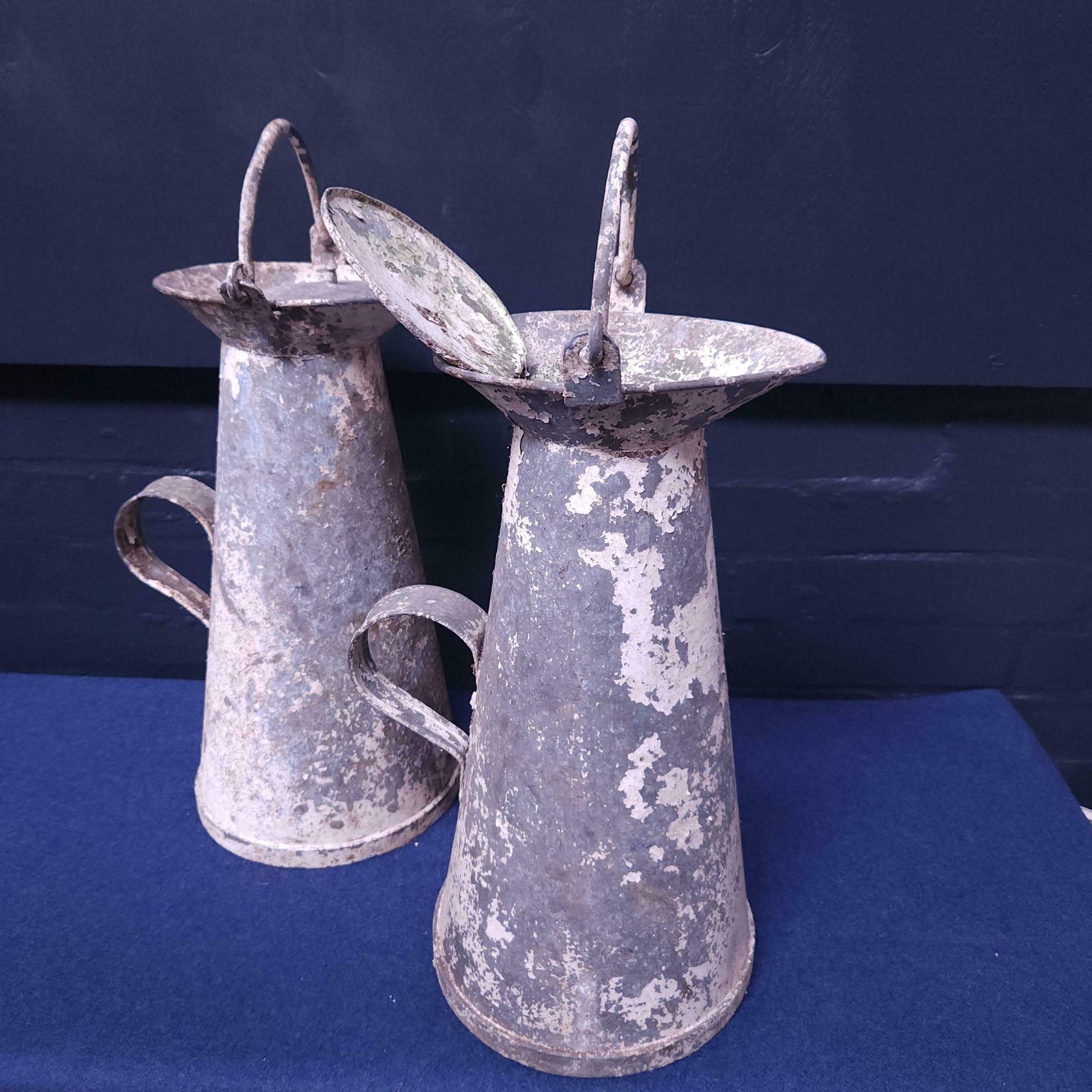 Pair Cornish Zinc & Aluminium Milk Churns Circa Mid To Late 19thc photo for sale