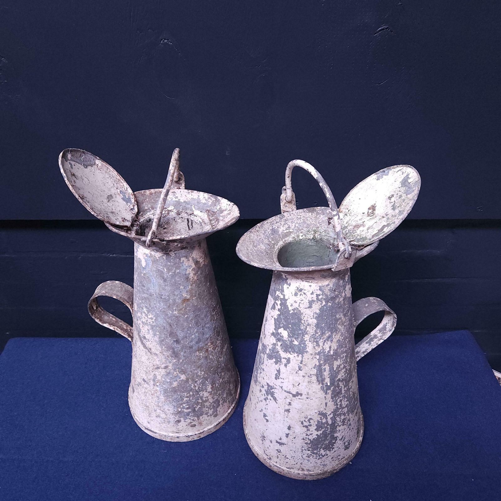 Pair Cornish Zinc & Aluminium Milk Churns Circa Mid To Late 19thc photo vintage