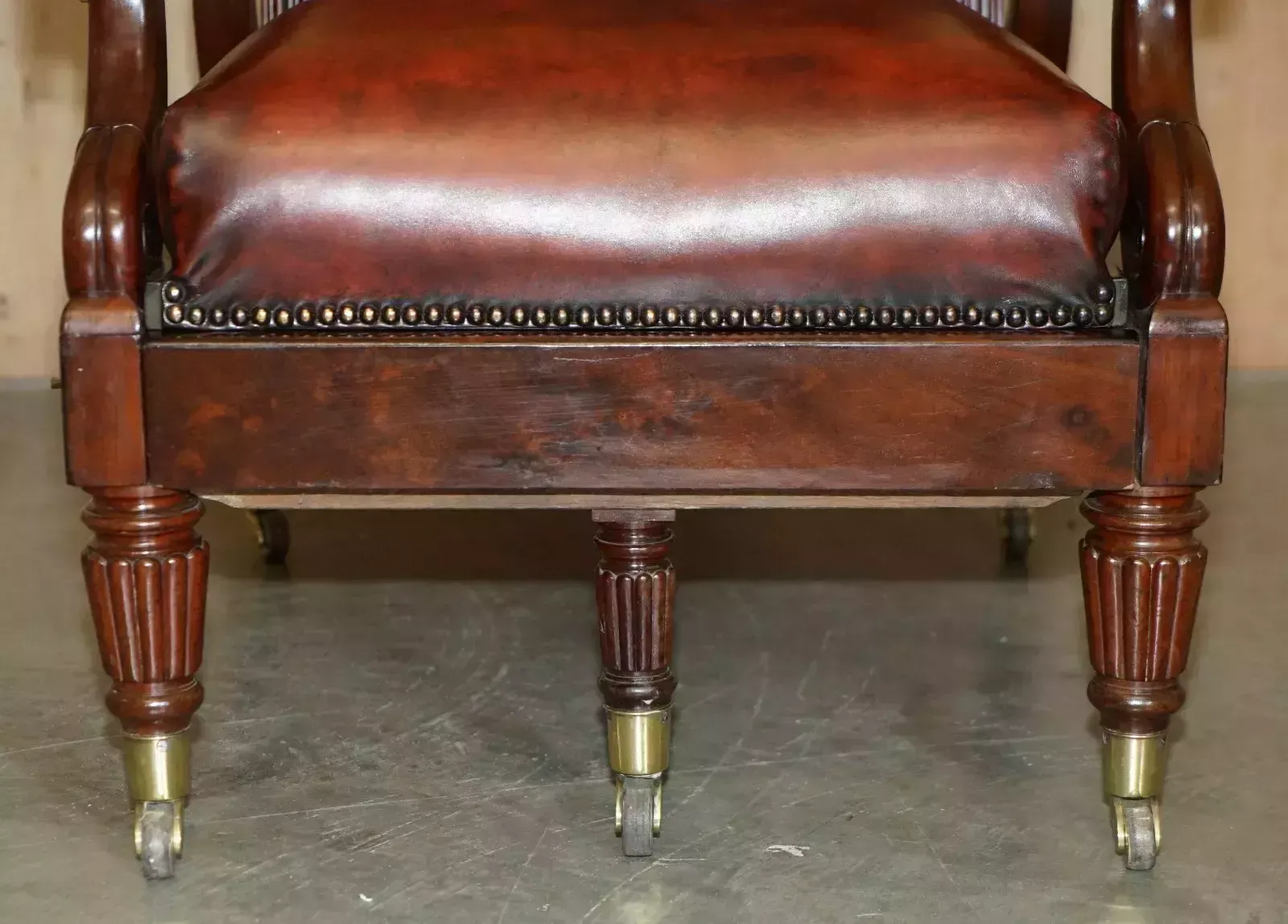photo for sale Antique William IV Chesterfield Oxblood Leather Reclining Armchair Writing Slope