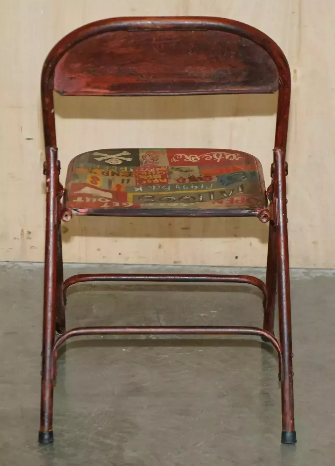 photo for sale Super Decorative Pair Of Vintage Industrial Patroliana American Folding Chairs