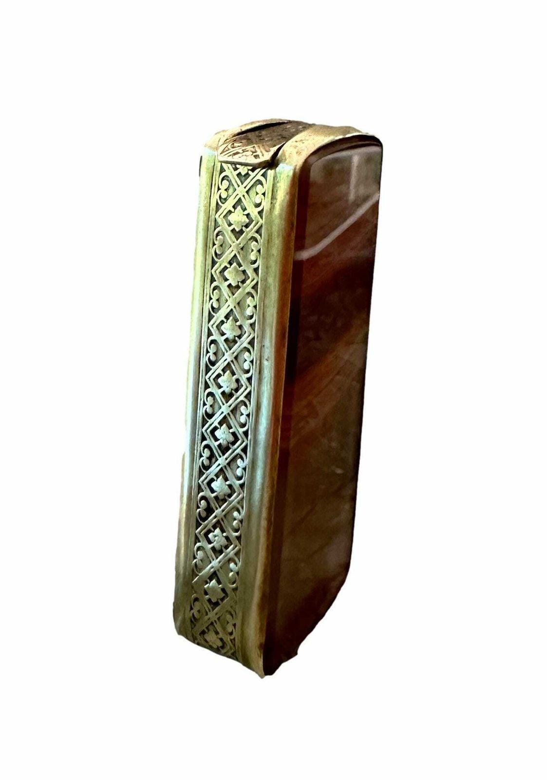 French Antique Agate Brass Pyrogenic Fire Box photo Home Decor