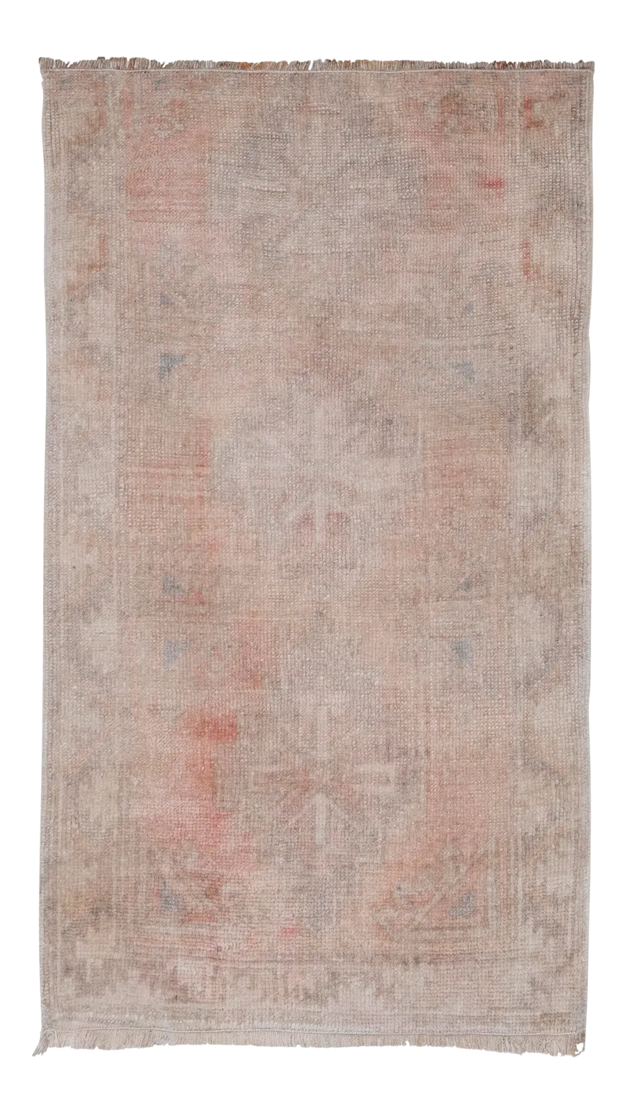 Small Kurdish Rug Distressed Low Pile Yastik Mat Faded Colors Rug 1'9" X 2'12"