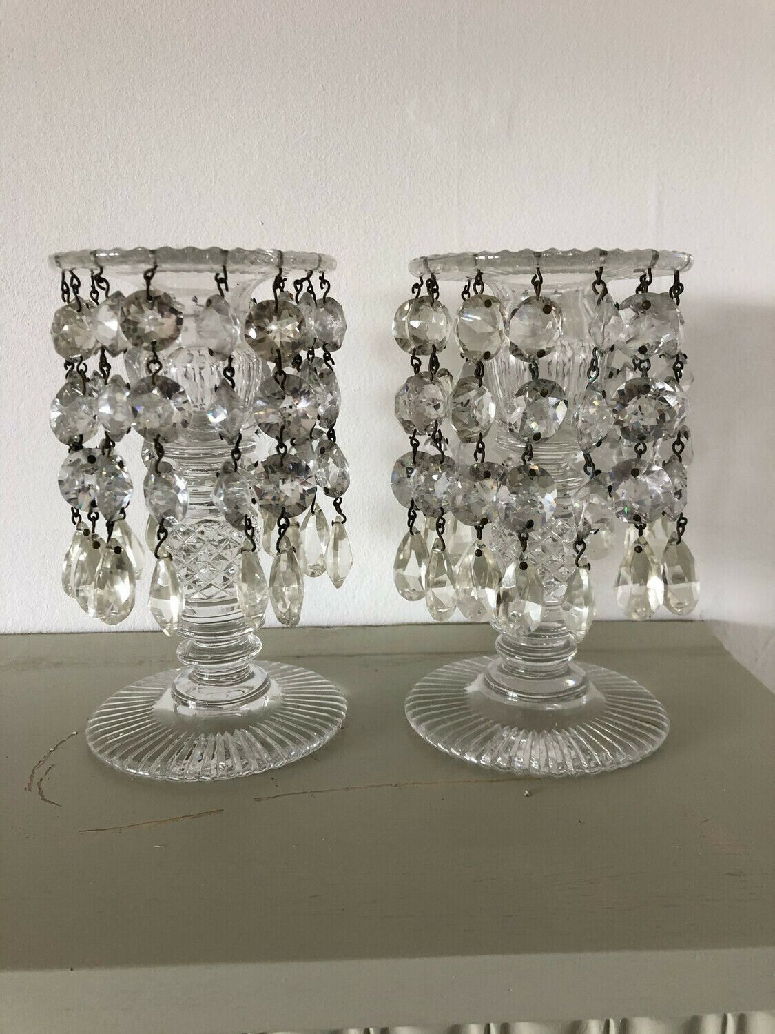 Victorian Clear Glass Lustres, 1800s