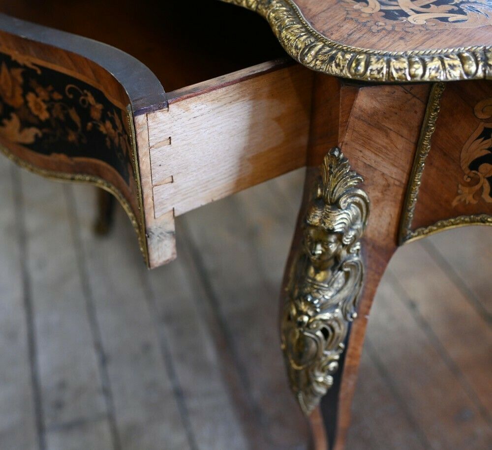 Napoleon III Centre Table Inlay Violin Form photo vintage