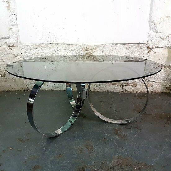 1970s Steel And Smoked Glass Coffee Table photo furniture