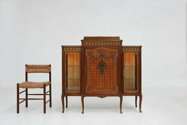 Louis XVI Display Cabinet In Marquetry With Light, France, 1850s photo furniture