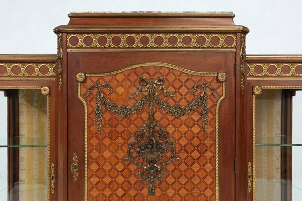 Louis XVI Display Cabinet In Marquetry With Light, France, 1850s photo for sale
