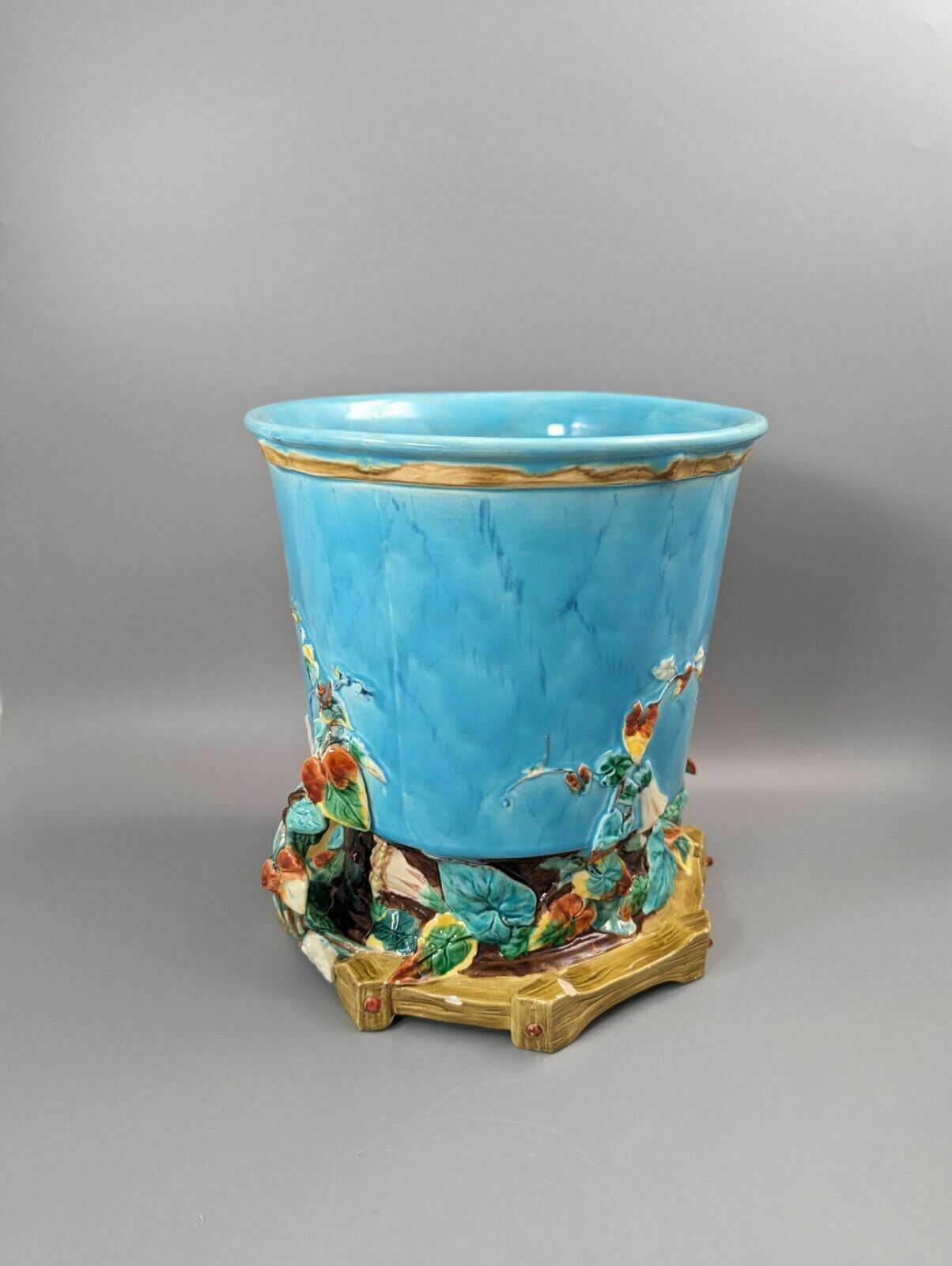 Rare Majolica Jardiniere Planter By Royal Worcester, C. 1876 photo vinterior