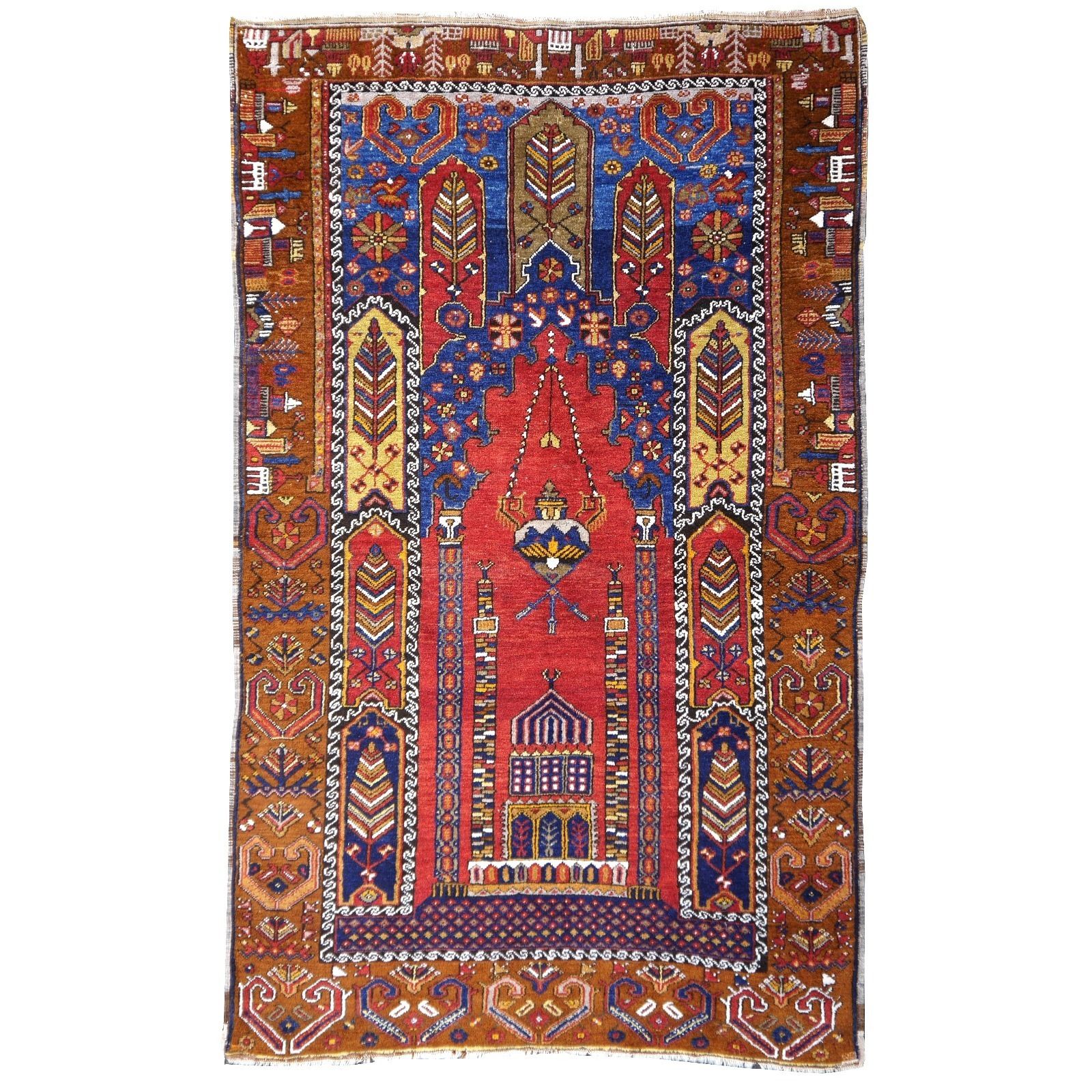 Anatolian Antique Yahyali Village Prayer Rug 1900   1920 Collectors Item