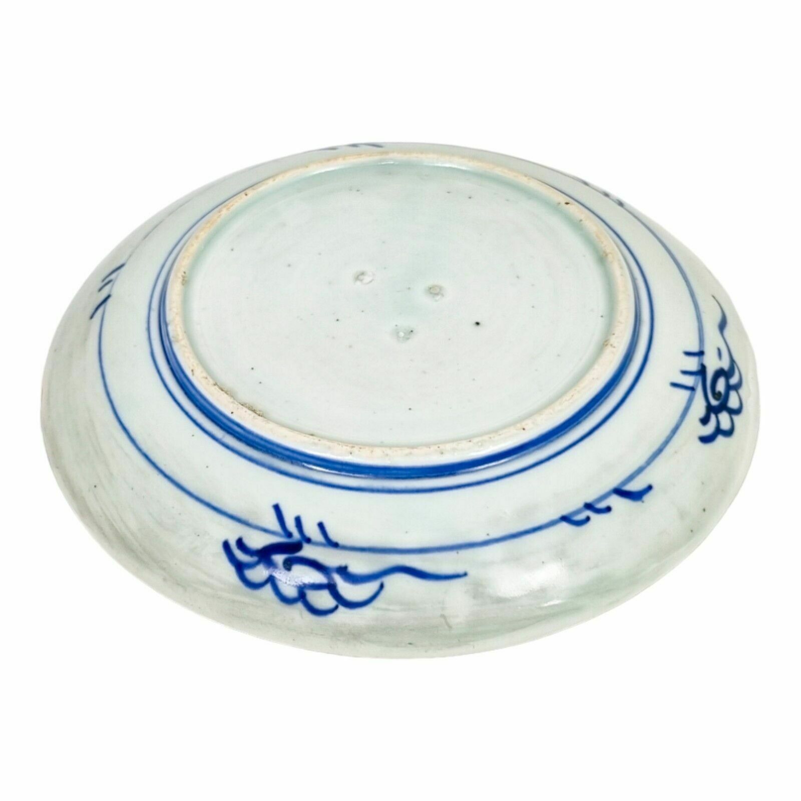 Antique Japanese Meiji Era Arita Blue And White Plate With Mountains And Trees photo for sale