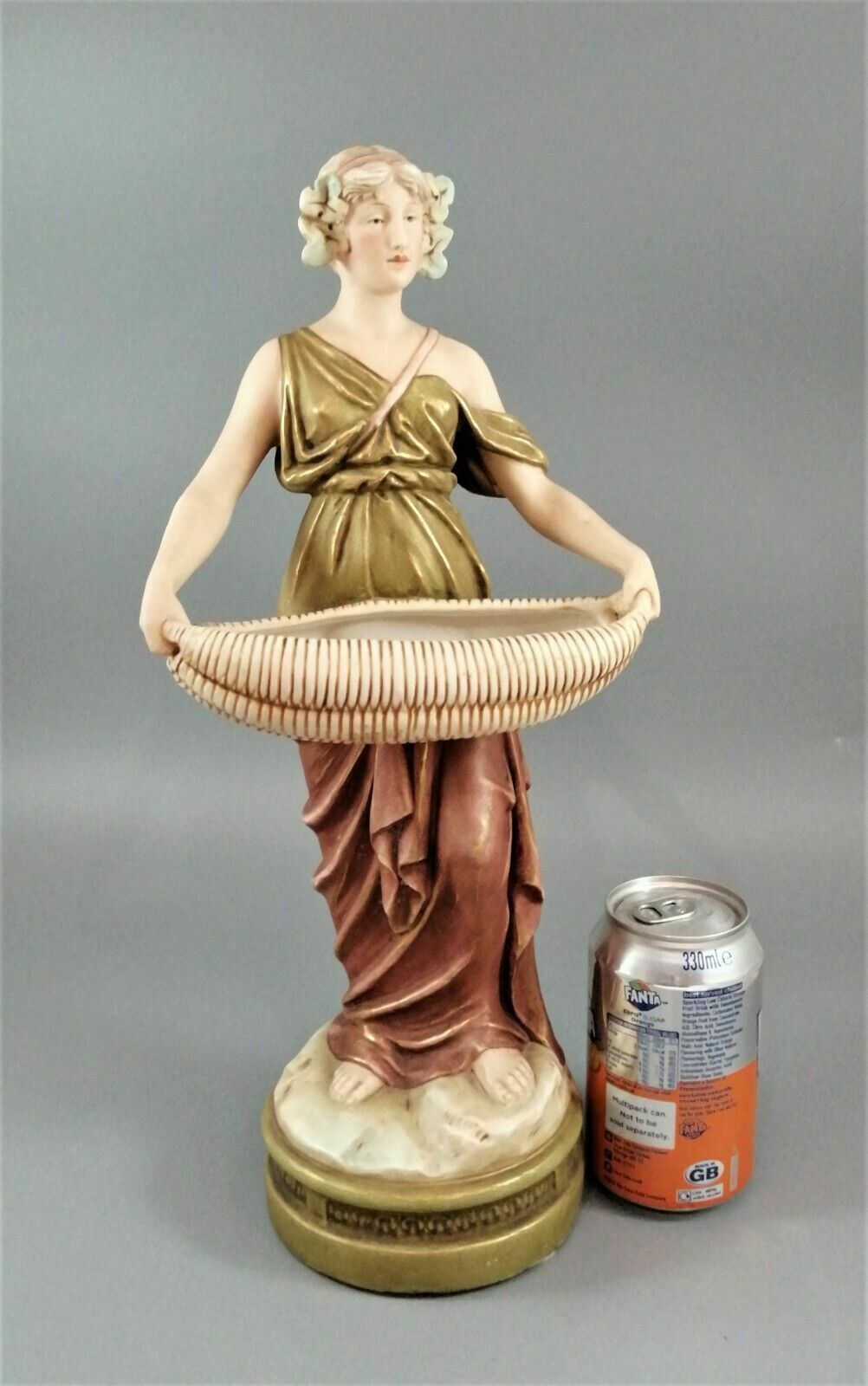 Antique Royal Dux Porcelain Art Nouveau Figurine Of A Young Woman, C. 1912 photo vintage