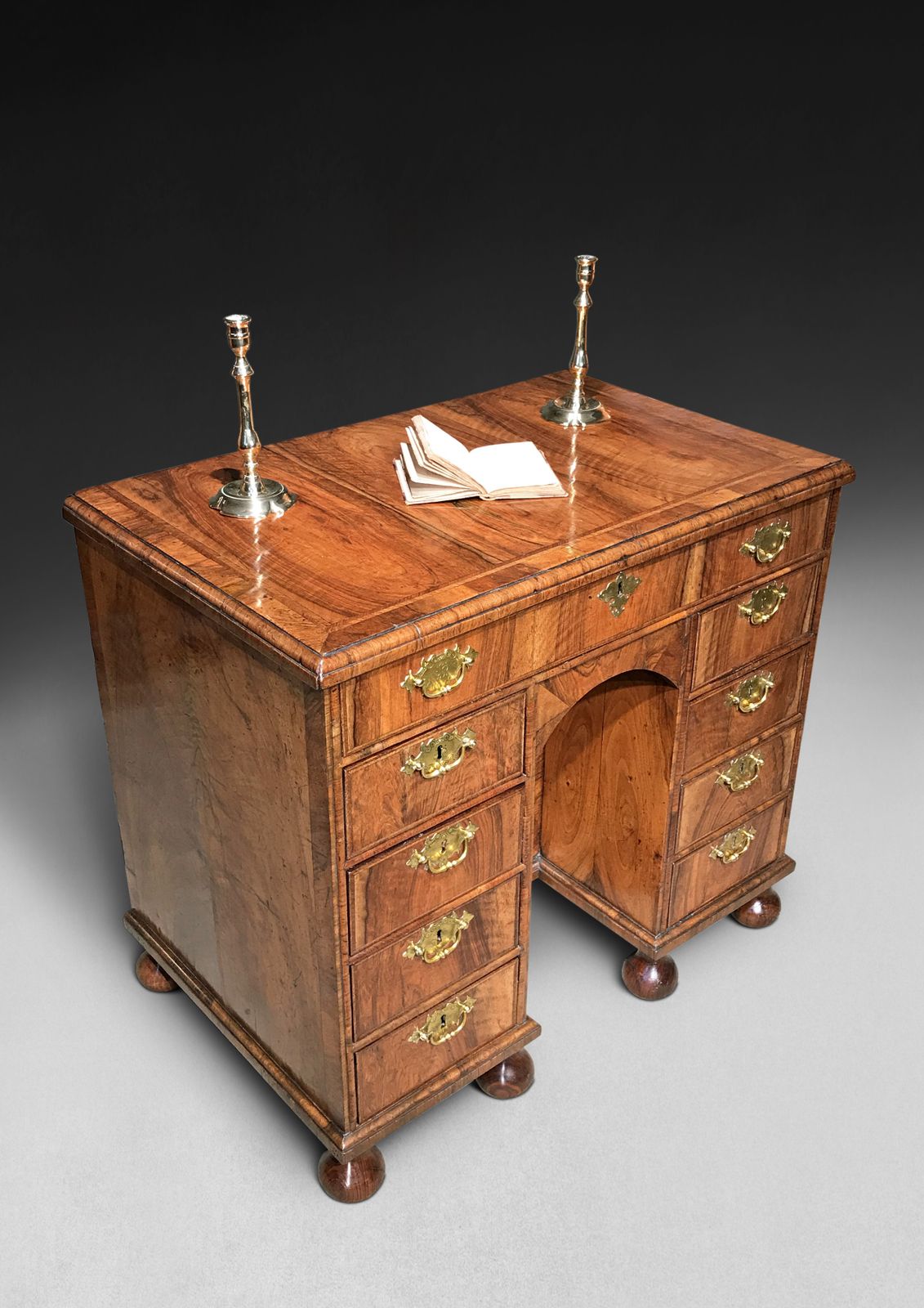 William And Mary Period Walnut Kneehole Desk