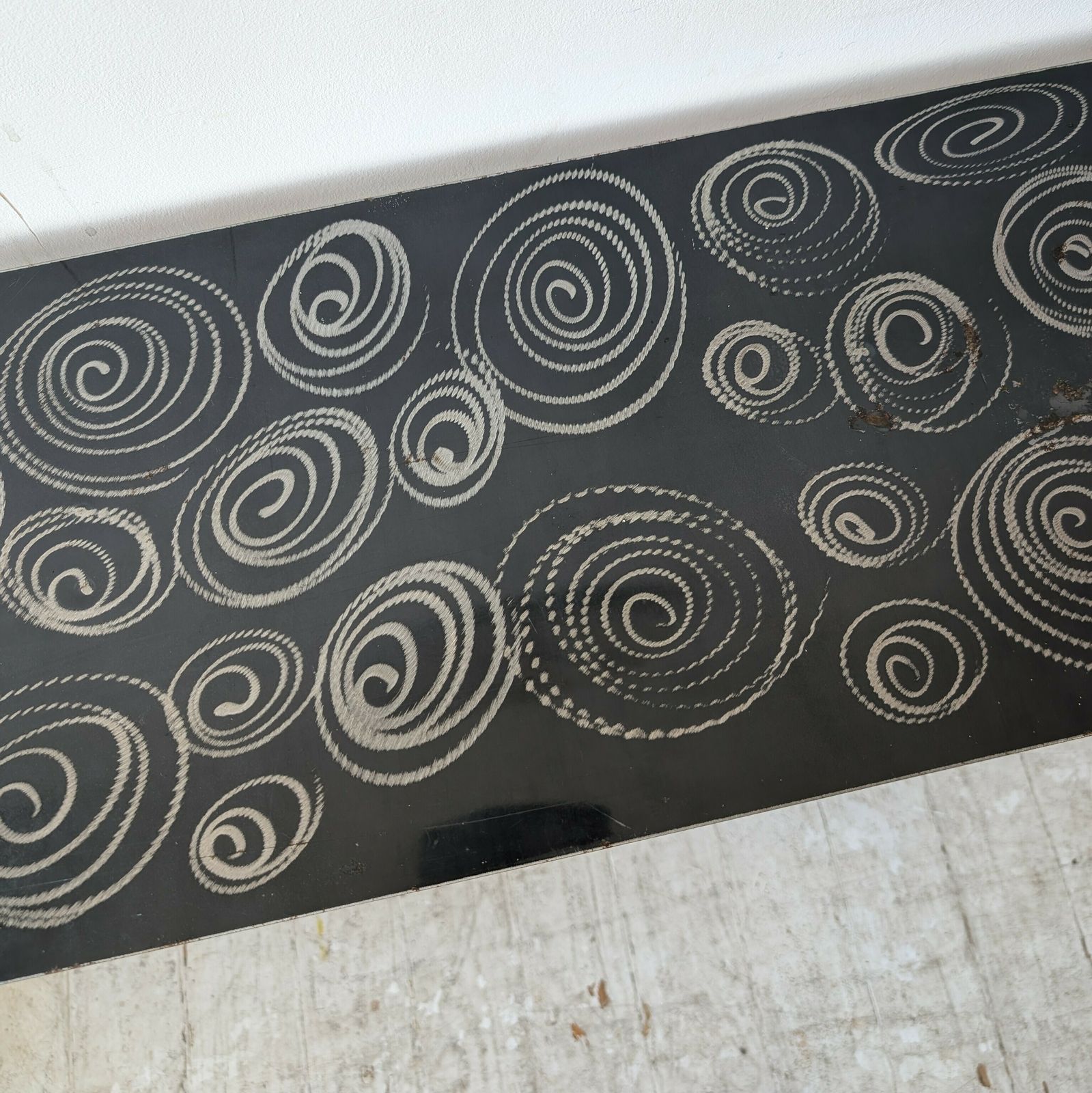 495.0 Super Stylish Postmodern American Steel Console With Spiral Squiggle Design 1980s / 1990s photo