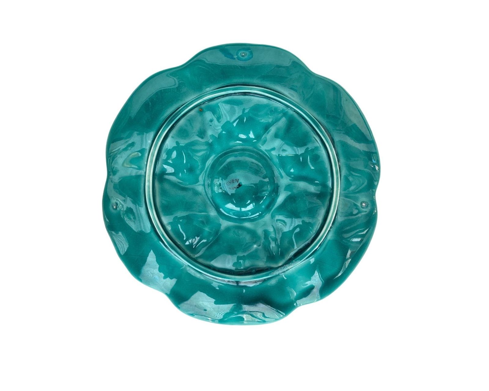 photo furniture Oyster Plate | 1 Pcs | Turquoise Blue Majolica Plate | By Gien France | Amazing Color!