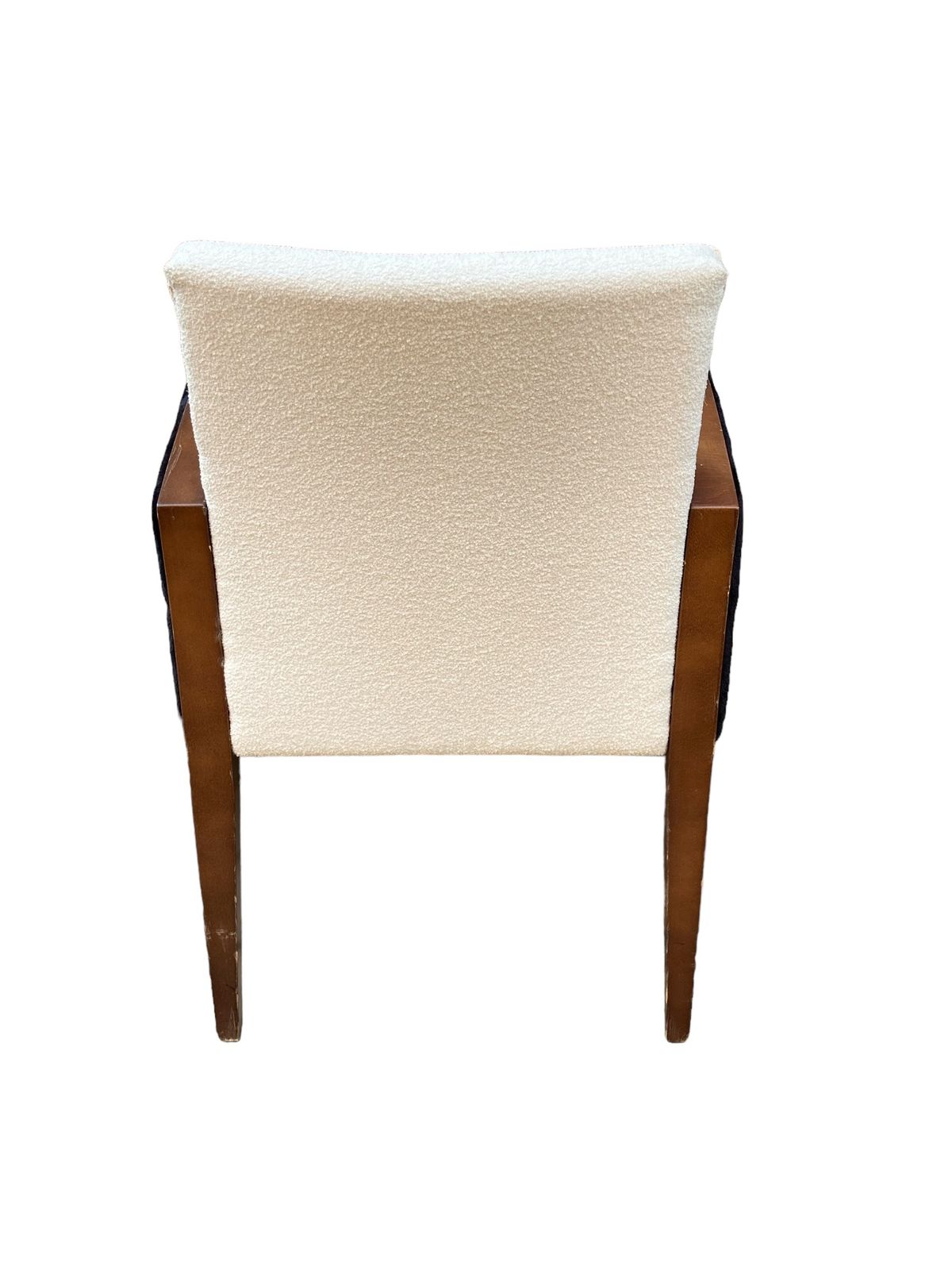 A Pair Of Art Deco Style Armchairs, Reupholsterd In White Boucle Fabric, Black Velvet Sides photo Furniture