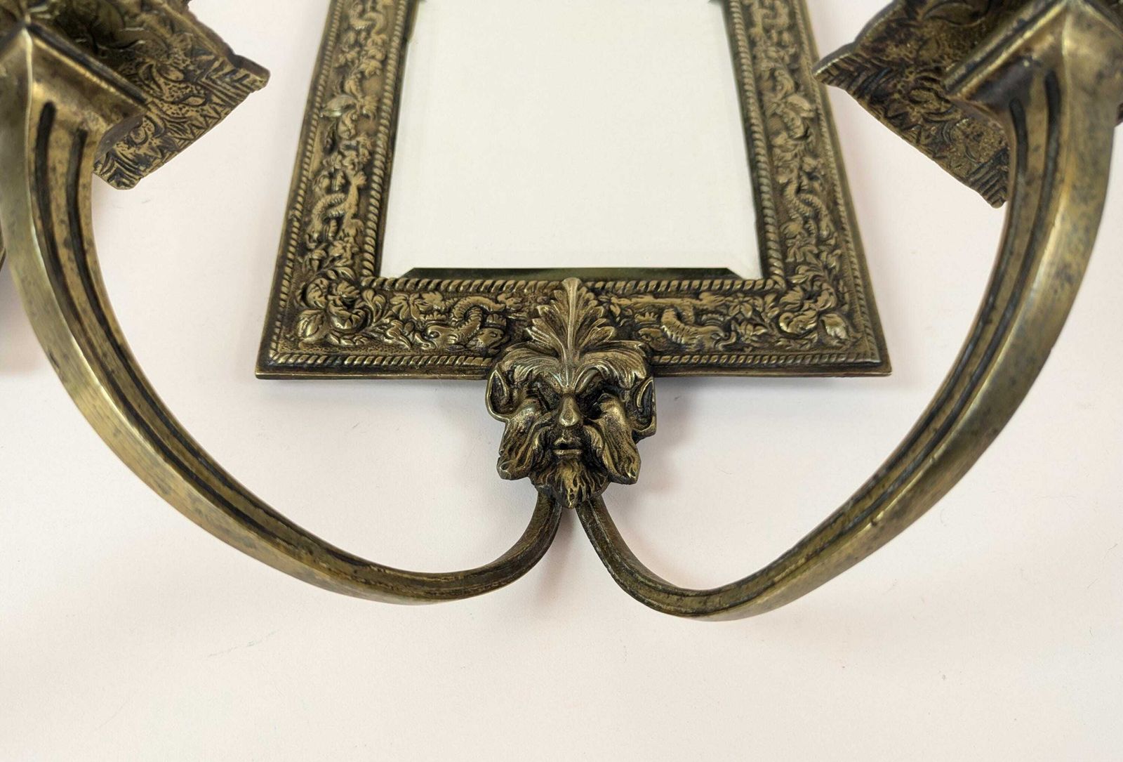 Antique French Bronze Beveled Mirror Wall Hanging Sconce Candle Candlestick Light Fixtures, Original Home Lighting photo Home Decor