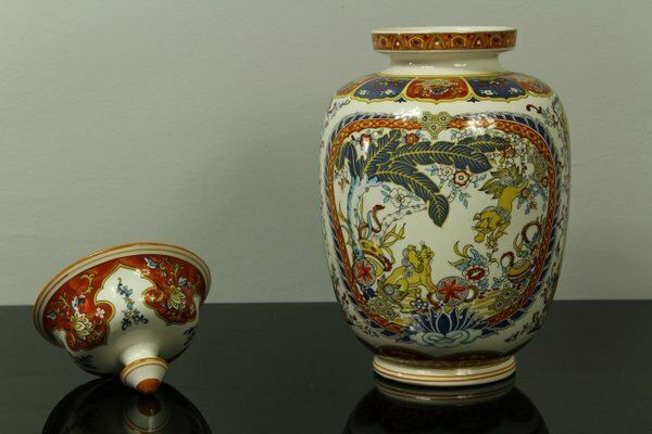 Italian Chinoserie Vase In Glass, 1970s photo Home Decor