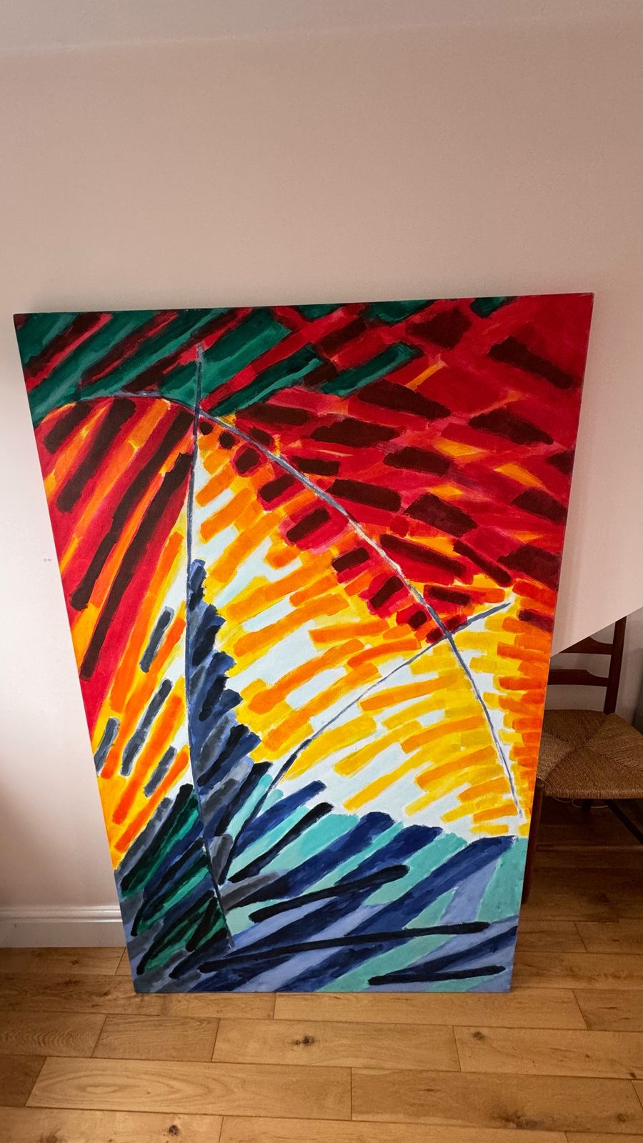 1200.0 Rare Large Striking Abstract Painting "Night Trouble" By Sylvia Guirey 1983 photo
